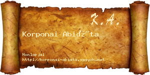 Korponai Abiáta névjegykártya